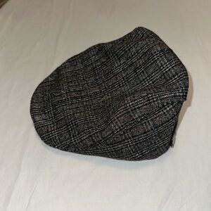 Vintage Pierre Cardin Black Plaid Flat Cap Newsboy Hat One Size